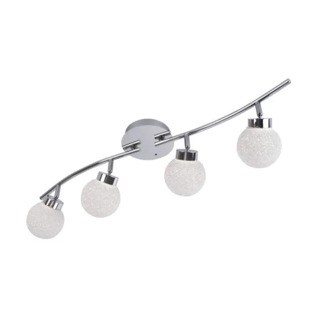 LED Deckenleuchte, 4-flammig, chrom, Strahlerleiste, dimmbar, Fernbedienung
