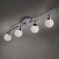 LED Deckenleuchte, 4-flammig, chrom, Strahlerleiste, dimmbar, Fernbedienung