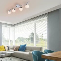 LED Deckenleuchte, 4-flammig, chrom, Strahlerleiste, dimmbar, Fernbedienung