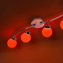 LED Deckenleuchte, 4-flammig, chrom, Strahlerleiste, dimmbar, Fernbedienung