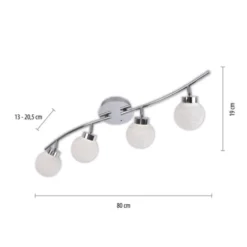 LED Deckenleuchte, 4-flammig, chrom, Strahlerleiste, dimmbar, Fernbedienung