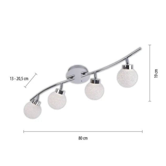 LED Deckenleuchte, 4-flammig, chrom, Strahlerleiste, dimmbar, Fernbedienung
