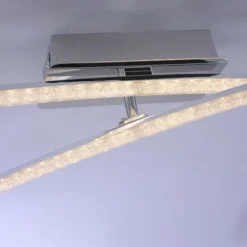LED Deckenleuchte, 2flammig, chrom, 2 Leuchtenarme, modern, Kristalloptik