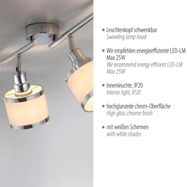 LED Deckenleuchte 4 flammig chrom glänzend drehbar Innenlampe