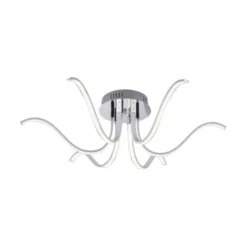 LED-Deckenleuchte, 6-flammig, chrom, 67x67 cm, filigrane Leuchtenarme