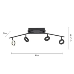 LED Deckenleuchte 4 flammige anthrazitfarbig drehbar IP44 warmweiß