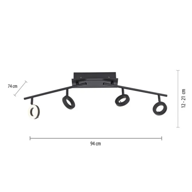 LED Deckenleuchte 4 flammige anthrazitfarbig drehbar IP44 warmweiß