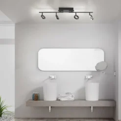 LED Deckenleuchte 4 flammige anthrazitfarbig drehbar IP44 warmweiß