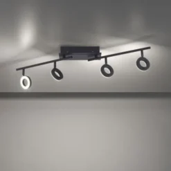 LED Deckenleuchte 4 flammige anthrazitfarbig drehbar IP44 warmweiß