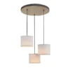 LED-Deckenleuchte, 3-flammig, Holz, Stoffschirme, 3xE27