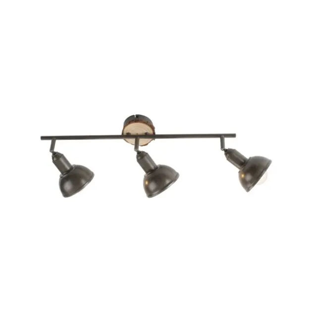 LED Deckenleuchte 3-flammig Metall Holz-natur grau Spots schwenkbar