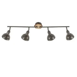 LED Deckenleuchte 4-flammig Metall Holz-natur grau Spots schwenkbar