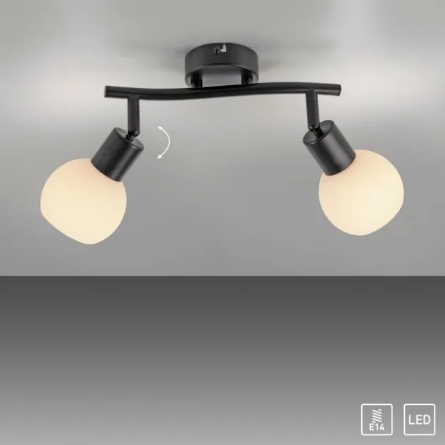 LED Deckenleuchte 2 flammig schwarz Spot drehbar zeitloses Design