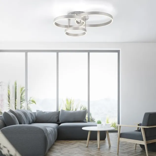 LED Deckenleuchte 3 flammig silber Up- Downlight dimmbar Fernbedienung