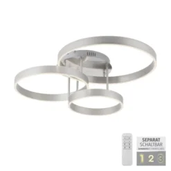 LED Deckenleuchte 3 flammig silber Up- Downlight dimmbar Fernbedienung