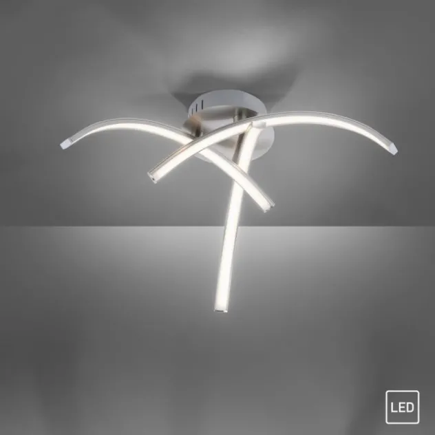 LED Deckenleuchte, 3-flammig, stahl, gebogene Form, filigran