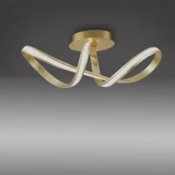LED Deckenleuchte, goldfarben, elegant, geschwungener Leuchtkörper, modern