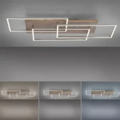 LED-Deckenleuchte, holz, CCT, Fernbedienung, Innenleuchte