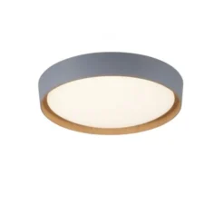 LED Deckenleuchte Holzoptik grau rund dimmbar Wandschalter energiesparend