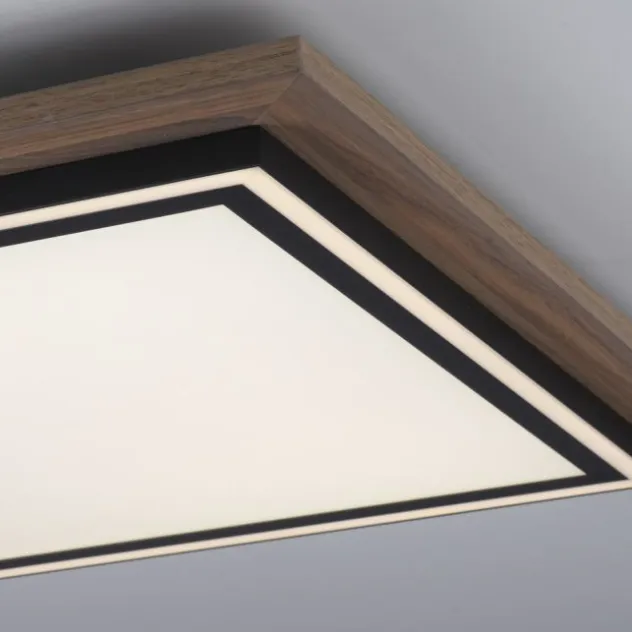 LED-Deckenleuchte, Holzoptik, dimmbar, Fernbedienung, CCT