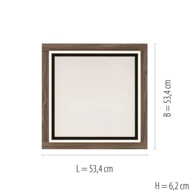 LED-Deckenleuchte, Holzoptik, dimmbar, Fernbedienung, CCT