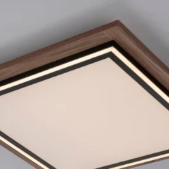 LED-Deckenleuchte, Holzoptik, dimmbar, Fernbedienung, CCT