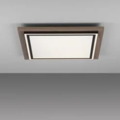 LED-Deckenleuchte, Holzoptik, dimmbar, Fernbedienung, CCT