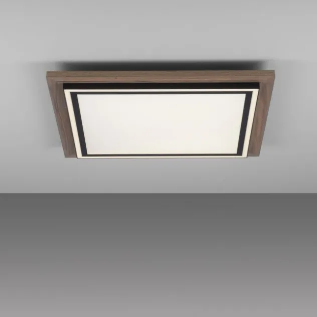 LED-Deckenleuchte, Holzoptik, dimmbar, Fernbedienung, CCT