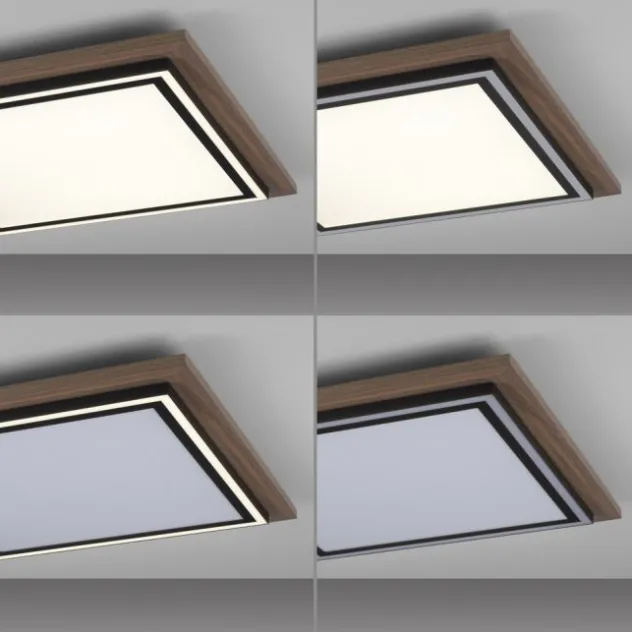 LED-Deckenleuchte, Holzoptik, dimmbar, Fernbedienung, CCT