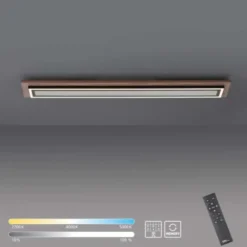 LED-Deckenleuchte, Holzoptik, dimmbar, Fernbedienung, CCT