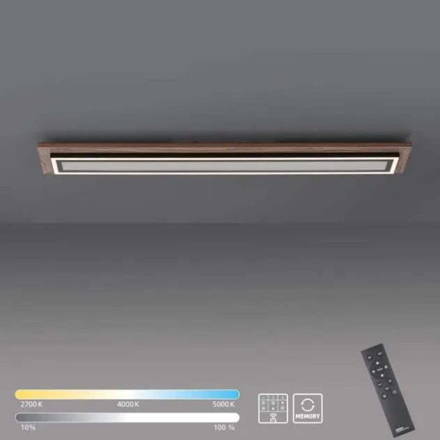 LED-Deckenleuchte, Holzoptik, dimmbar, Fernbedienung, CCT