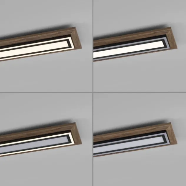 LED-Deckenleuchte, Holzoptik, dimmbar, Fernbedienung, CCT