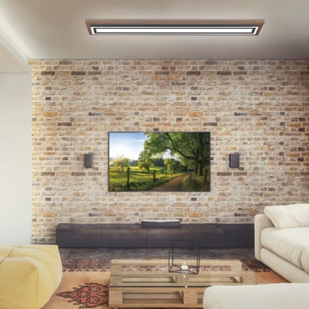 LED-Deckenleuchte, Holzoptik, dimmbar, Fernbedienung, CCT