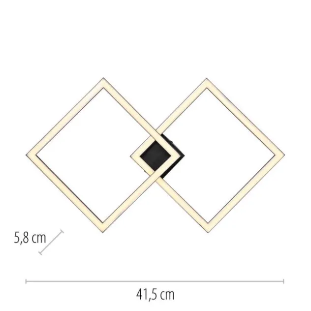 LED Deckenleuchte IVEN, schwarz, 2 Quadrate, flach, warmweiß modern