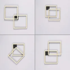 LED Deckenleuchte IVEN, schwarz, 2 Quadrate, flach, warmweiß modern