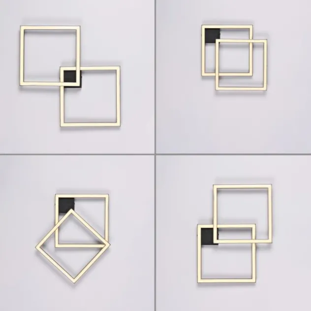 LED Deckenleuchte IVEN, schwarz, 2 Quadrate, flach, warmweiß modern