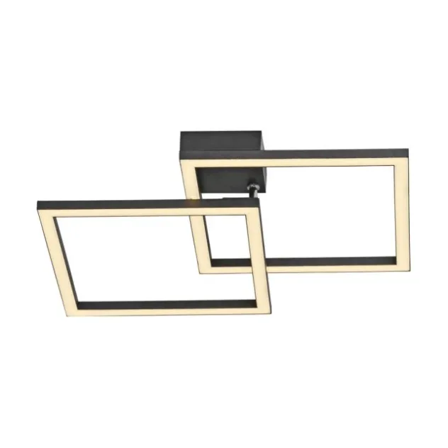 LED Deckenleuchte IVEN, schwarz, 2 Quadrate, flach, warmweiß modern