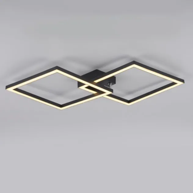 LED Deckenleuchte IVEN, schwarz, 2 Quadrate, flach, warmweiß modern