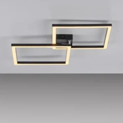 LED Deckenleuchte IVEN, schwarz, 2 Quadrate, flach, warmweiß modern