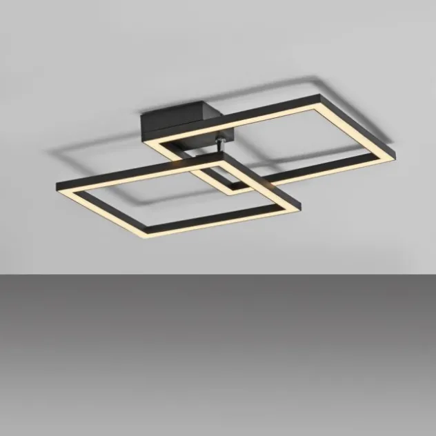 LED Deckenleuchte IVEN, schwarz, 2 Quadrate, flach, warmweiß modern