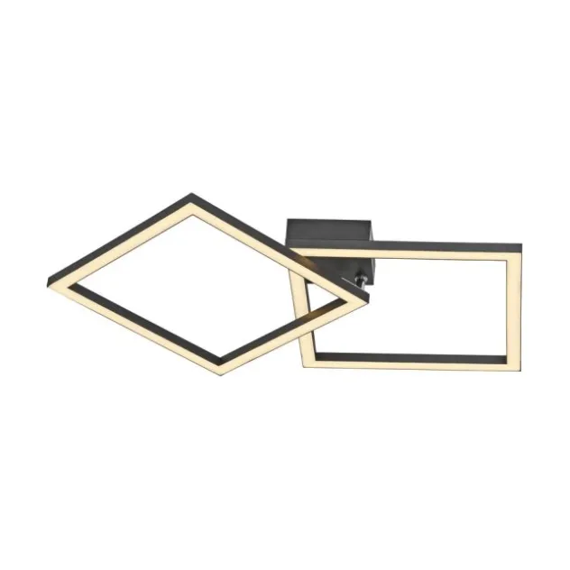 LED Deckenleuchte IVEN, schwarz, 2 Quadrate, flach, warmweiß modern