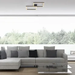 LED Deckenleuchte IVEN, schwarz, 2 Quadrate, flach, warmweiß modern