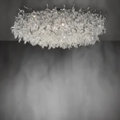 LED Deckenleuchte Kronleuchter chrom glänzend Kristallanhänger