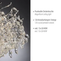 LED Deckenleuchte Kronleuchter chrom glänzend Kristallanhänger