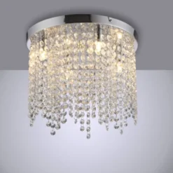 LED Deckenleuchte KULUNKA, chrom, Kristallanhänger