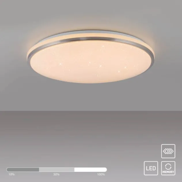 LED Deckenleuchte KYLE, stahl, rund, dimmbar, Sternenhimmeloptik, D 49 cm