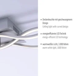 LED-Deckenleuchte, 3 Leuchtarme, Wellenform, warmweiß, energiesparend