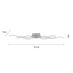 LED-Deckenleuchte, 3 Leuchtarme, Wellenform, warmweiß, energiesparend