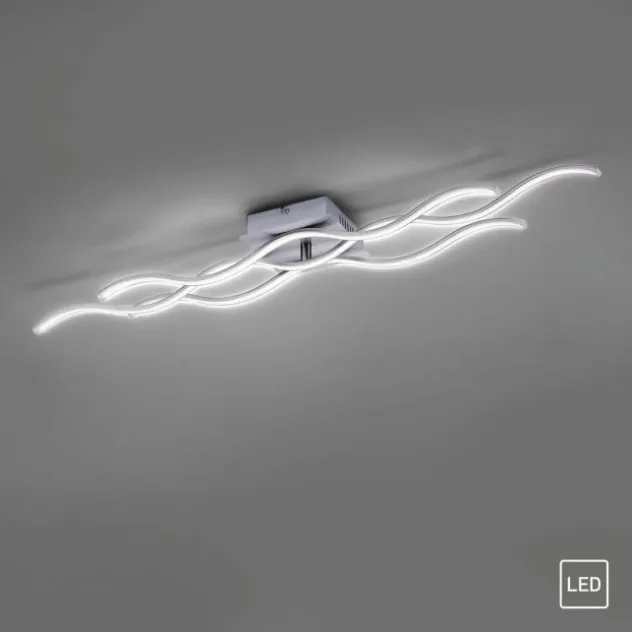 LED-Deckenleuchte, 3 Leuchtarme, Wellenform, warmweiß, energiesparend