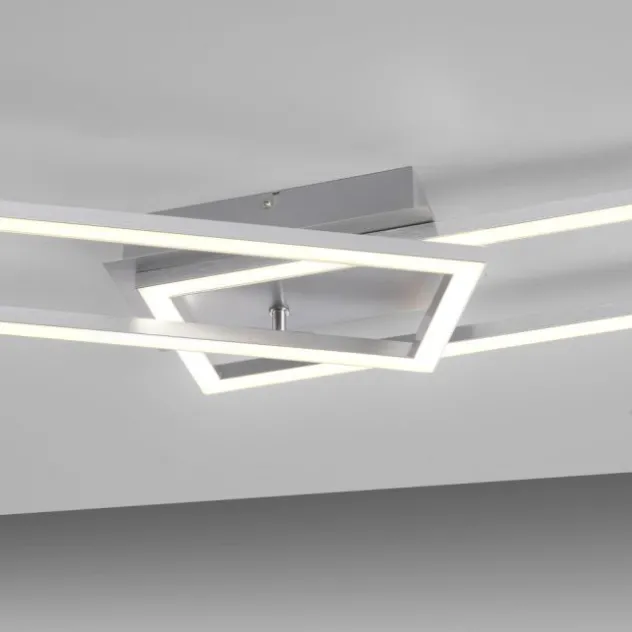 LED Deckenleuchte längliche Rahmen silberfarbig flach 3 Stufen Dimmung